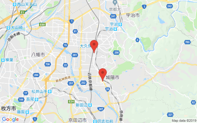 城陽の保険相談窓口のマップ
